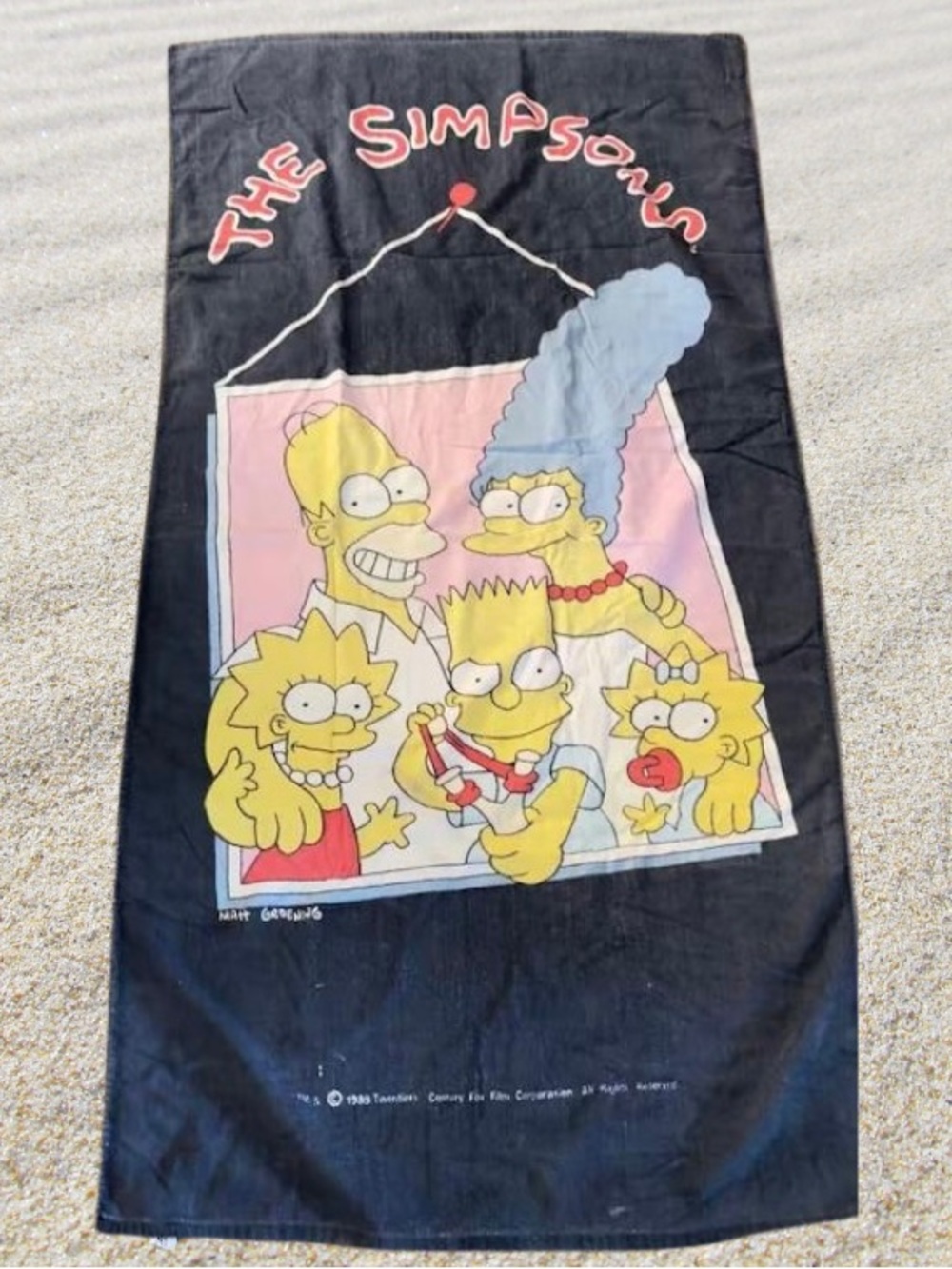 Vintage 1989 The Simpsons Beach Towel A La Carte Saydah Family Portrait 80s